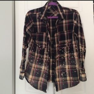 Bleached Flannel Button Up